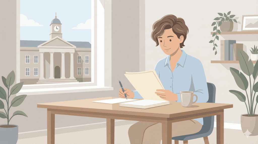 Alt text:
Parent preparing documents for a child arrangements court case