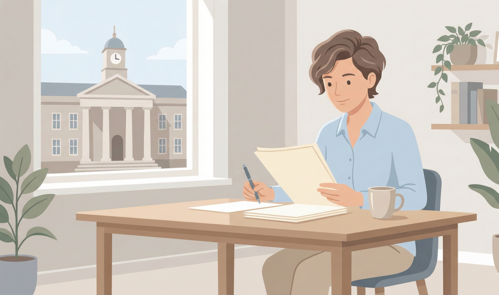 Parent preparing documents for a child arrangements court case