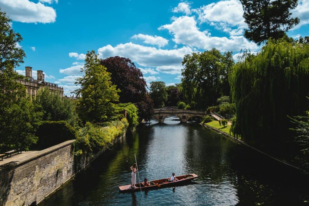Cambridge city centre along the River Cam