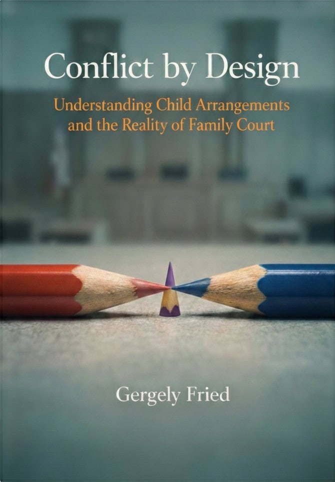Conflict by Design book cover by Gergely Fried about child arrangements and family court in England and Wales