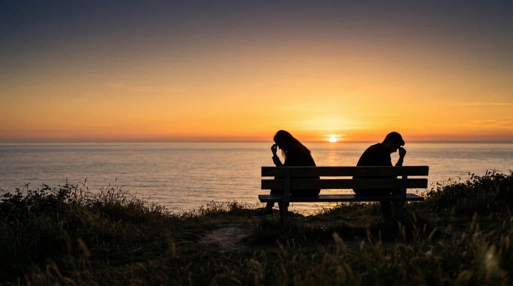 Separated parents during high-conflict family dispute near coastal town